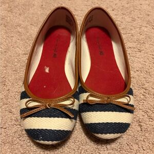 American Eagle Outfitters Navy, White and Brown Striped Ballet Flats